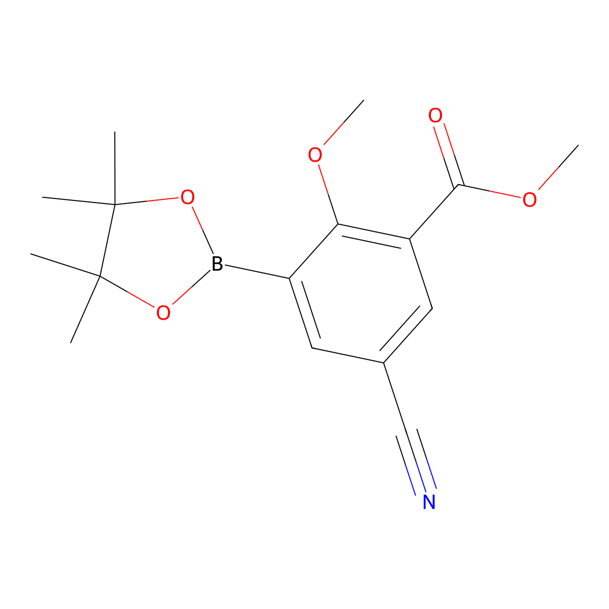 Methyl 5-cyano-2-methoxy-3-(4,4,5,5-tetramethyl-1,3,2-dioxaborolan-2-yl)benzoate molecular structure, CAS 2819708-07-9