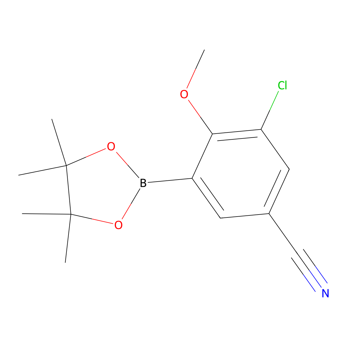 3-Chloro-4-methoxy-5-(4,4,5,5-tetramethyl-1,3,2-dioxaborolan-2-yl)benzonitrile molecular structure, CAS 2819708-09-1
