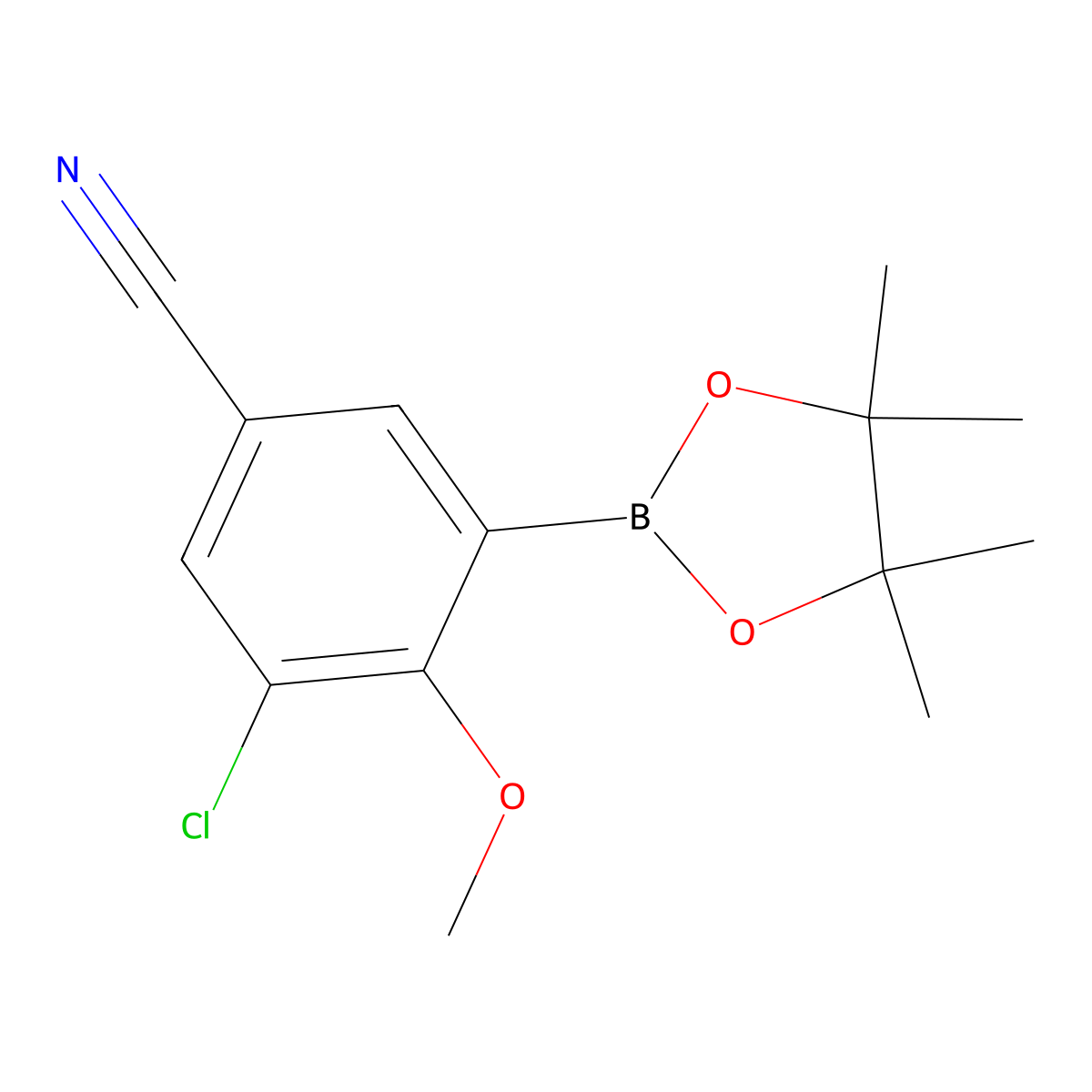 3-Chloro-4-methoxy-5-(4,4,5,5-tetramethyl-1,3,2-dioxaborolan-2-yl)benzonitrile molecular structure, CAS 2819708-09-1