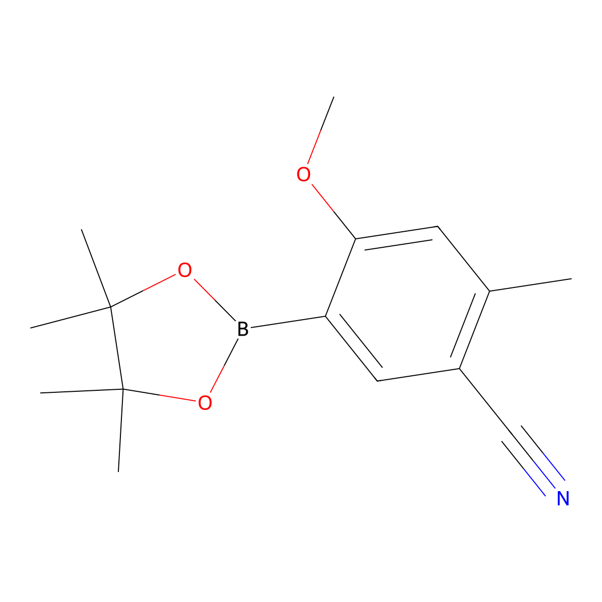 4-Methoxy-2-methyl-5-(4,4,5,5-tetramethyl-1,3,2-dioxaborolan-2-yl)benzonitrile molecular structure, CAS 2819708-13-7