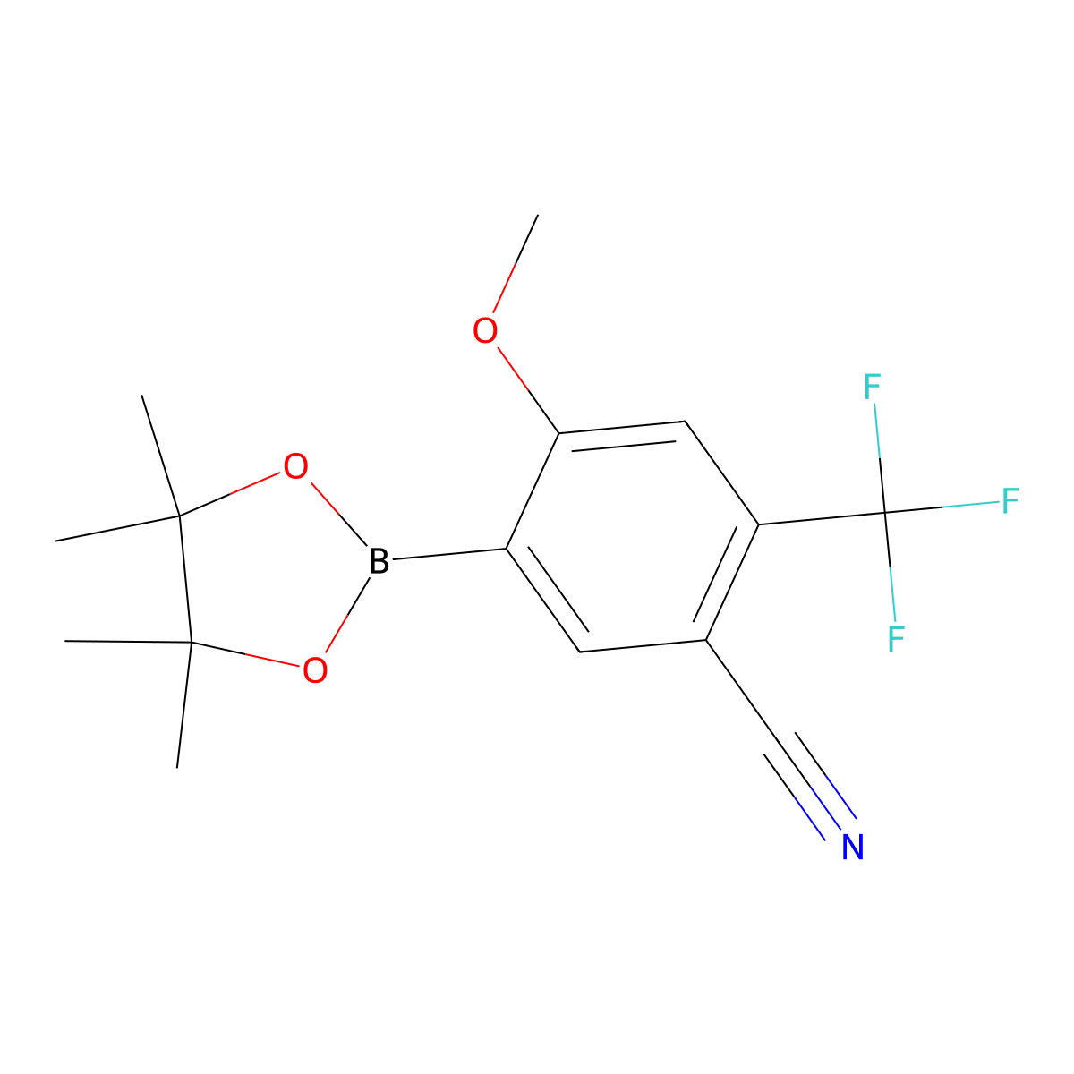 4-Methoxy-5-(4,4,5,5-tetramethyl-1,3,2-dioxaborolan-2-yl)-2-(trifluoromethyl)benzonitrile molecular structure, CAS 2819708-15-9