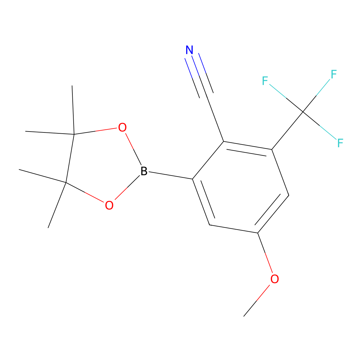 4-Methoxy-2-(4,4,5,5-tetramethyl-1,3,2-dioxaborolan-2-yl)-6-(trifluoromethyl)benzonitrile molecular structure, CAS 2819708-18-2