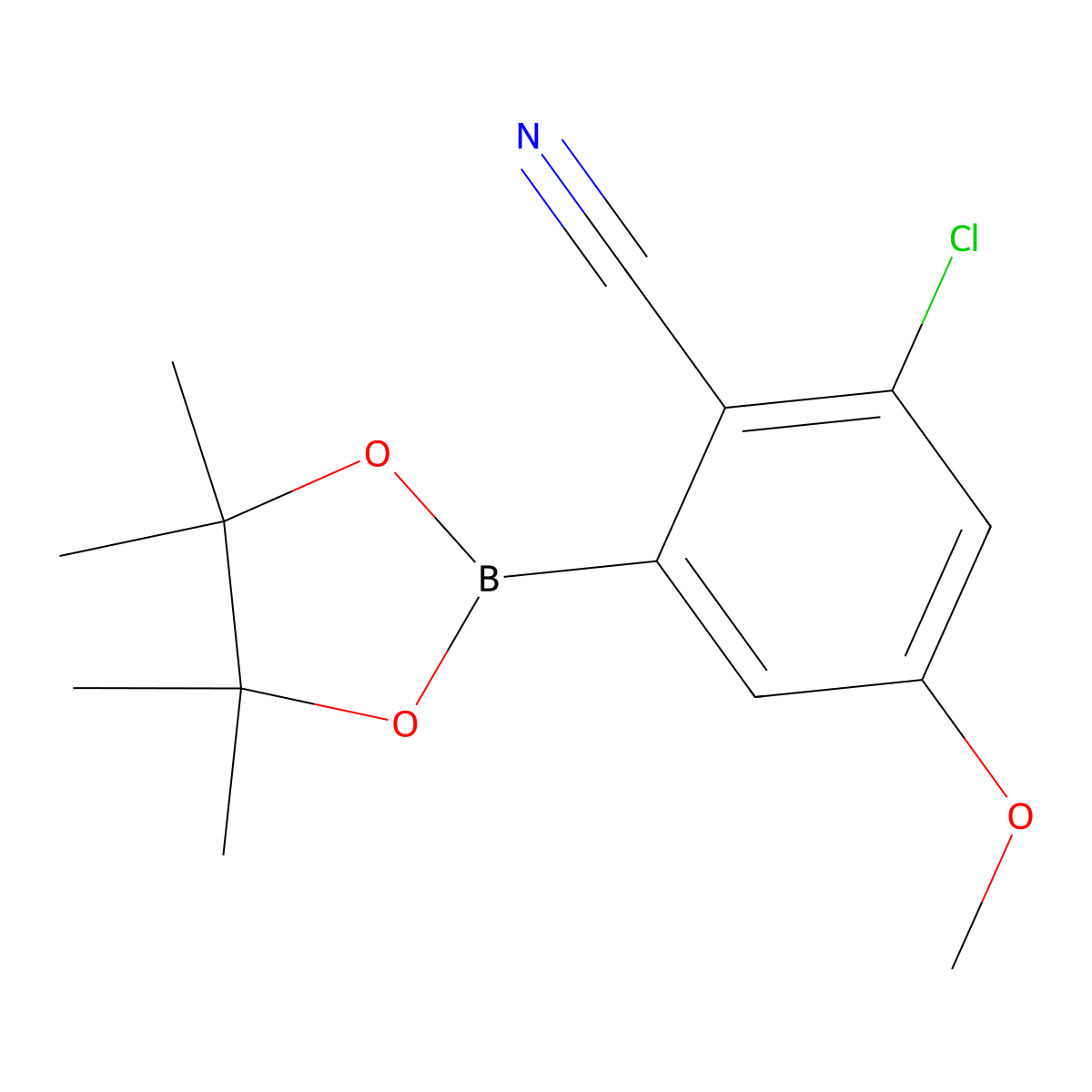 2-Chloro-4-methoxy-6-(4,4,5,5-tetramethyl-1,3,2-dioxaborolan-2-yl)benzonitrile molecular structure, CAS 2819708-19-3
