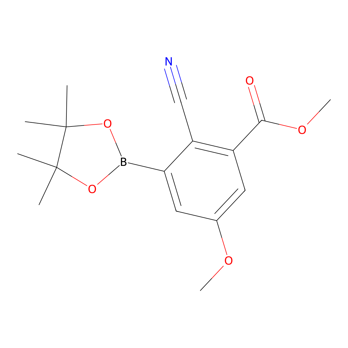 Methyl 2-cyano-5-methoxy-3-(4,4,5,5-tetramethyl-1,3,2-dioxaborolan-2-yl)benzoate molecular structure, CAS 2819708-21-7