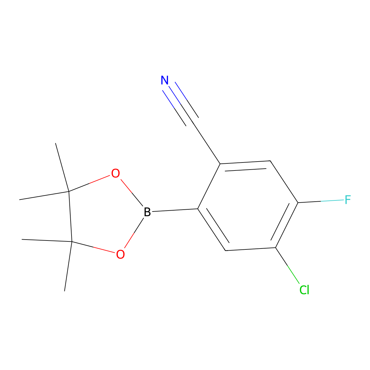 4-Chloro-5-fluoro-2-(4,4,5,5-tetramethyl-1,3,2-dioxaborolan-2-yl)benzonitrile molecular structure, CAS 2819708-22-8