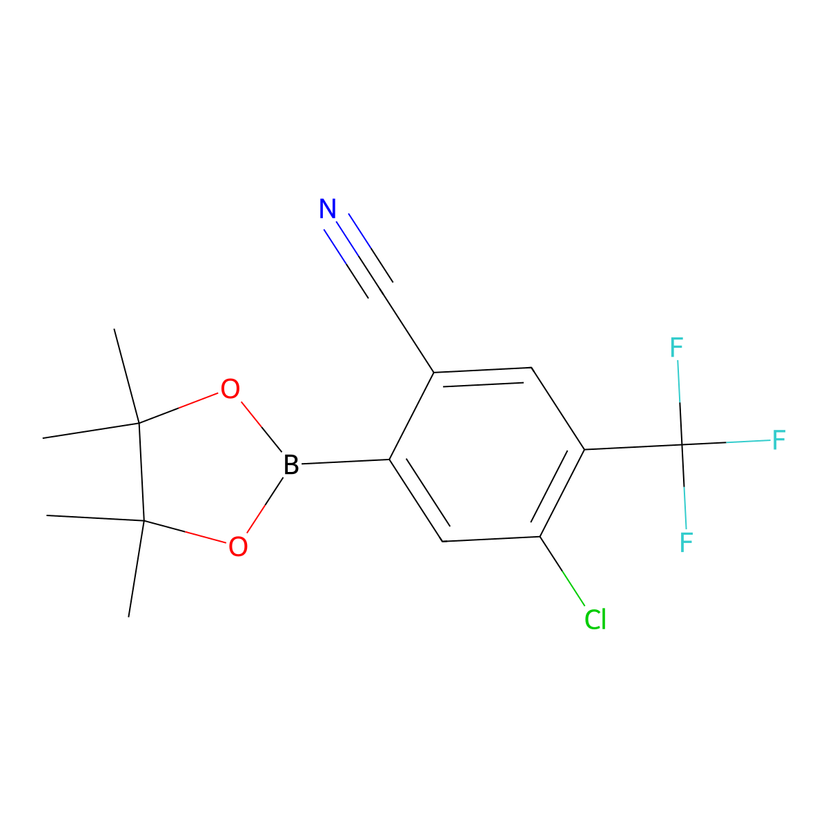 4-Chloro-2-(4,4,5,5-tetramethyl-1,3,2-dioxaborolan-2-yl)-5-(trifluoromethyl)benzonitrile molecular structure, CAS 2819708-24-0