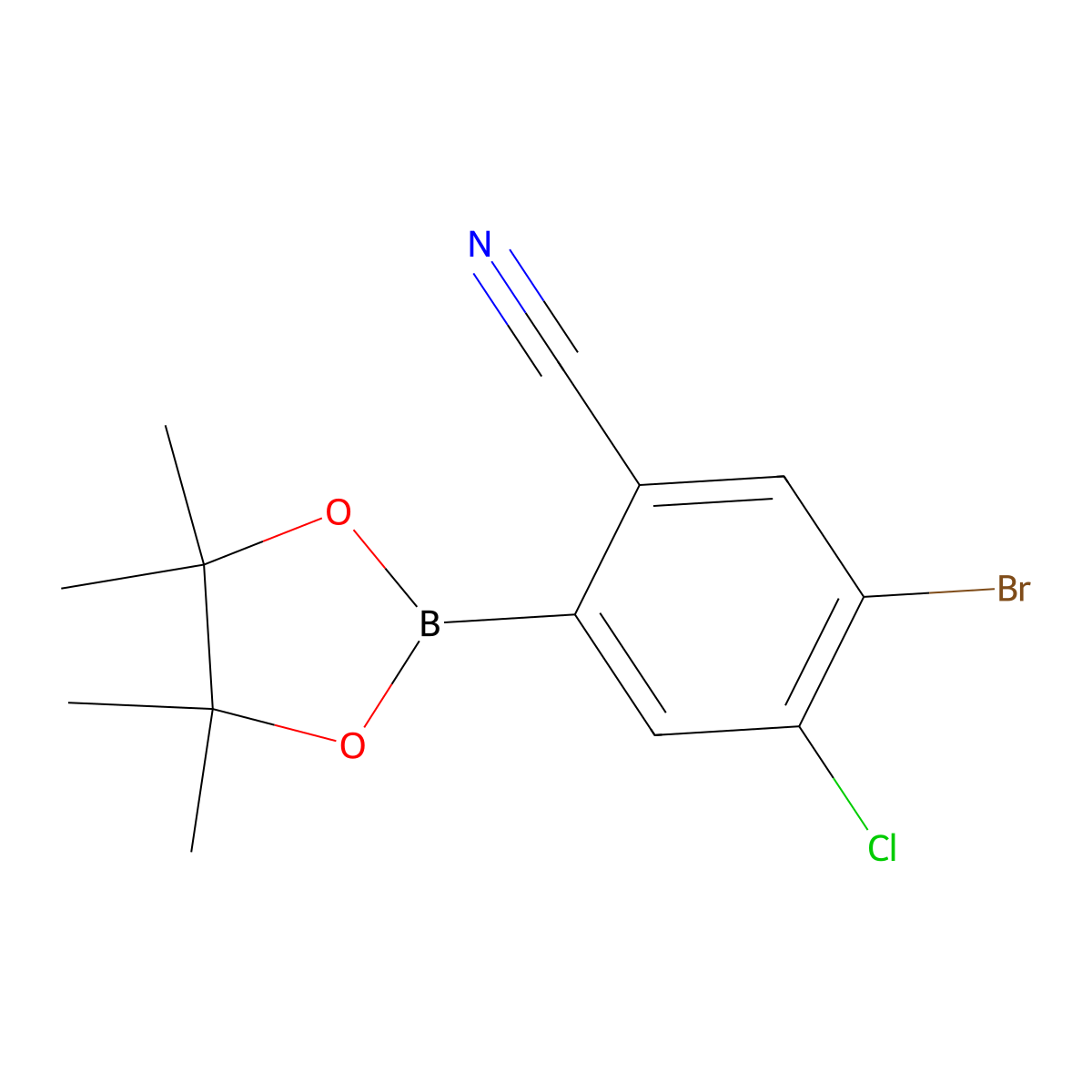 5-Bromo-4-chloro-2-(4,4,5,5-tetramethyl-1,3,2-dioxaborolan-2-yl)benzonitrile molecular structure, CAS 2819708-26-2