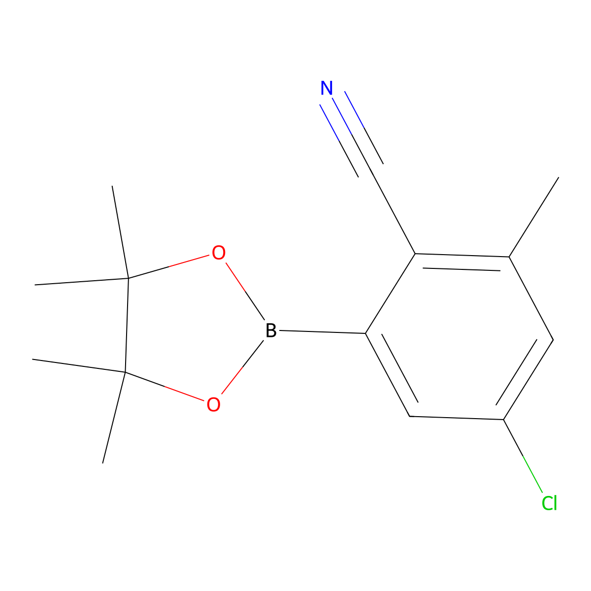 4-Chloro-2-methyl-6-(4,4,5,5-tetramethyl-1,3,2-dioxaborolan-2-yl)benzonitrile molecular structure, CAS 2819708-28-4