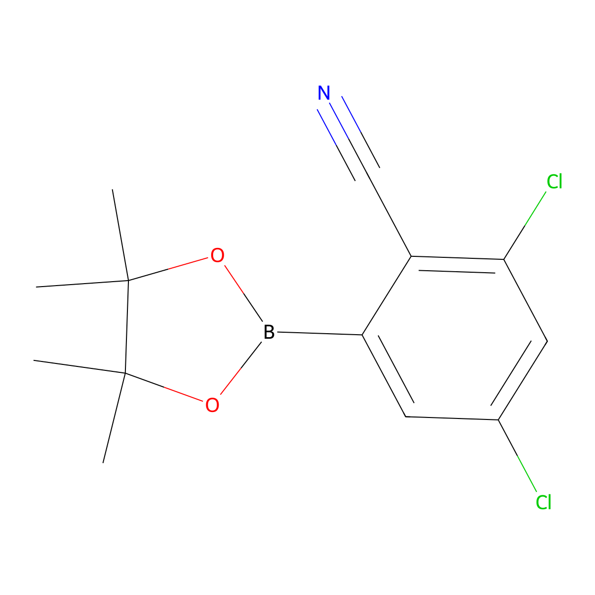 2,4-Dichloro-6-(4,4,5,5-tetramethyl-1,3,2-dioxaborolan-2-yl)benzonitrile molecular structure, CAS 2819708-29-5
