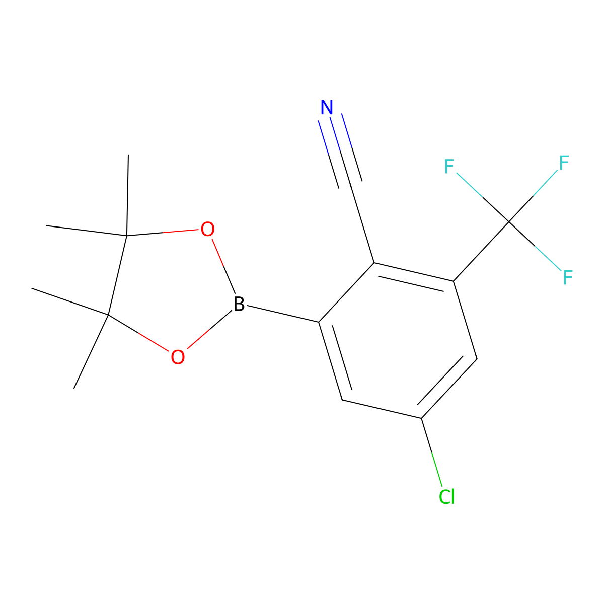 4-Chloro-2-(4,4,5,5-tetramethyl-1,3,2-dioxaborolan-2-yl)-6-(trifluoromethyl)benzonitrile molecular structure, CAS 2819708-31-9