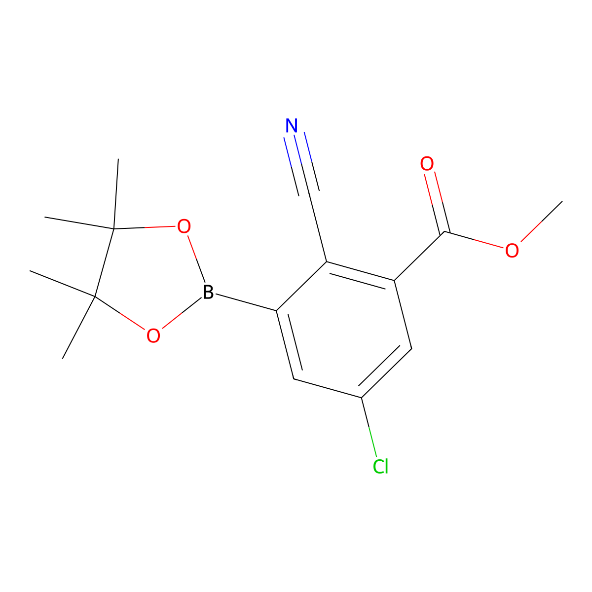 Methyl 5-chloro-2-cyano-3-(4,4,5,5-tetramethyl-1,3,2-dioxaborolan-2-yl)benzoate molecular structure, CAS 2819708-32-0