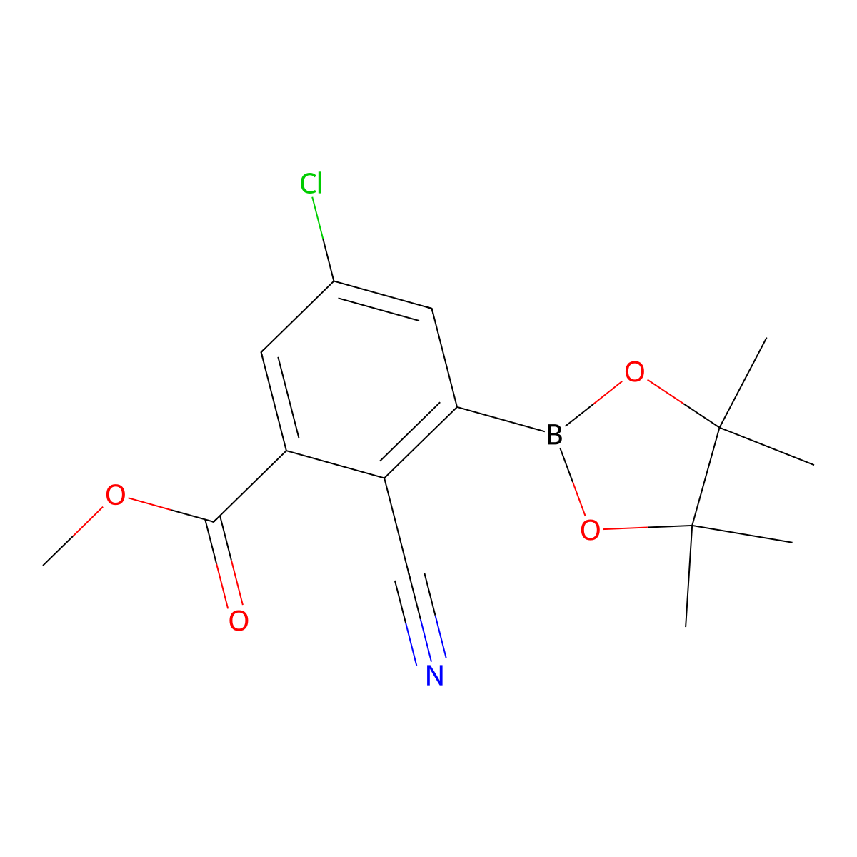 Methyl 5-chloro-2-cyano-3-(4,4,5,5-tetramethyl-1,3,2-dioxaborolan-2-yl)benzoate molecular structure, CAS 2819708-32-0