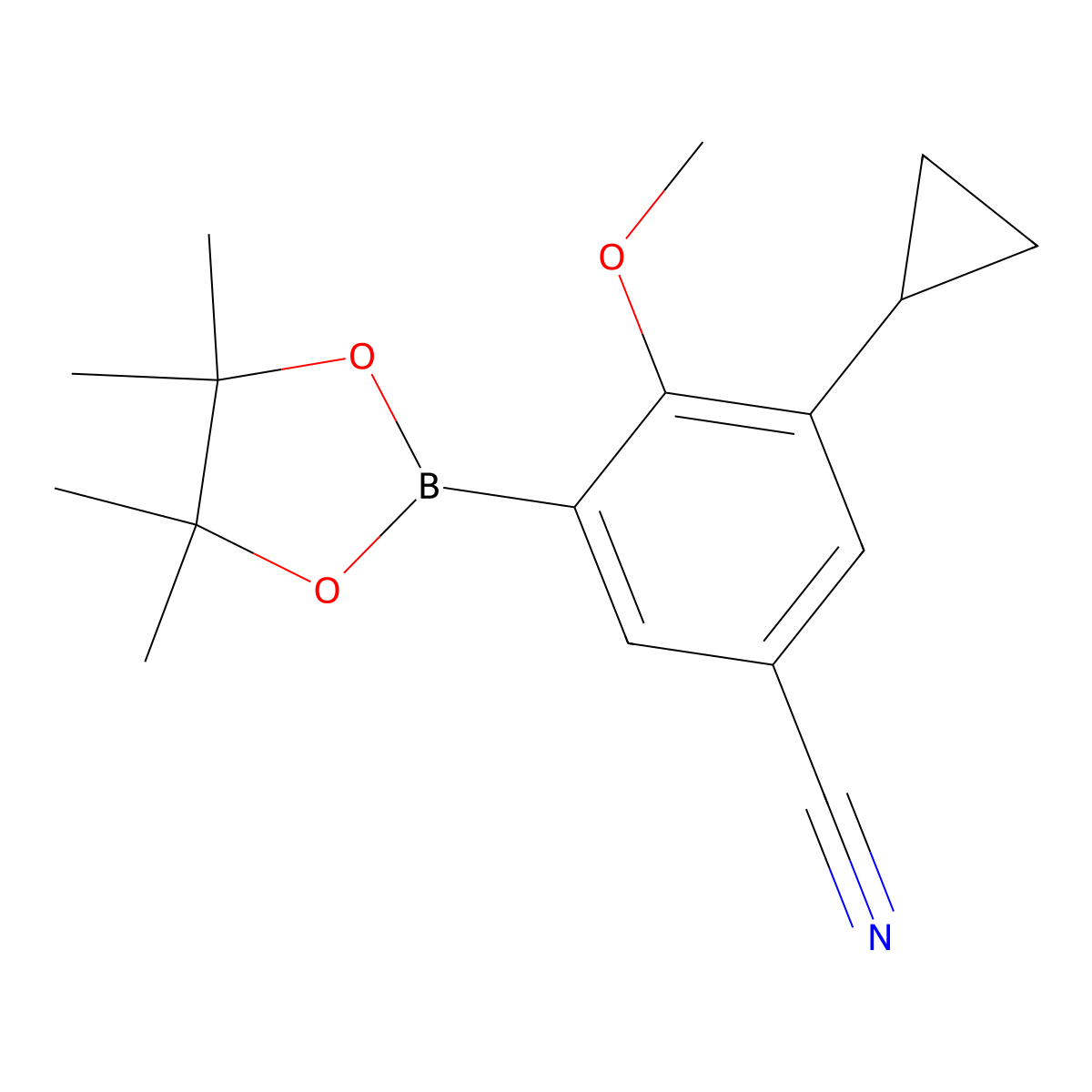 3-Cyclopropyl-4-methoxy-5-(4,4,5,5-tetramethyl-1,3,2-dioxaborolan-2-yl)benzonitrile molecular structure, CAS 2819708-35-3