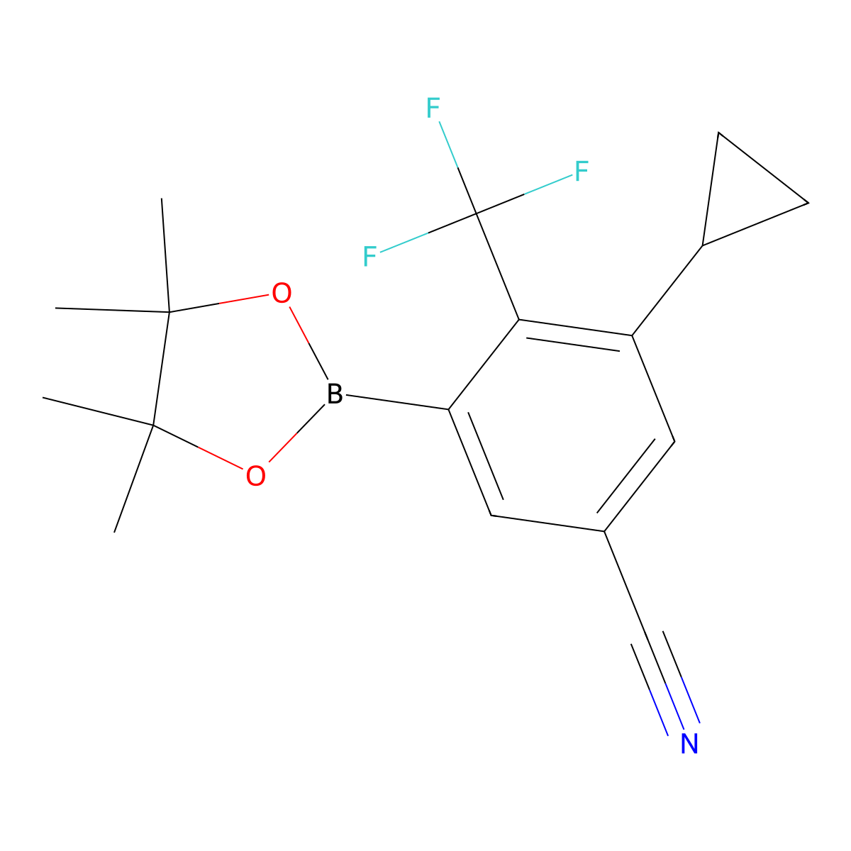 3-Cyclopropyl-5-(4,4,5,5-tetramethyl-1,3,2-dioxaborolan-2-yl)-4-(trifluoromethyl)benzonitrile molecular structure, CAS 2819708-36-4