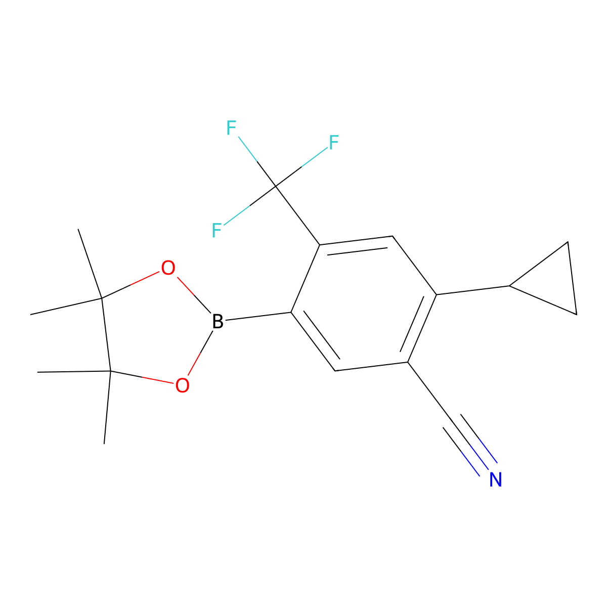 2-Cyclopropyl-5-(4,4,5,5-tetramethyl-1,3,2-dioxaborolan-2-yl)-4-(trifluoromethyl)benzonitrile molecular structure, CAS 2819708-39-7