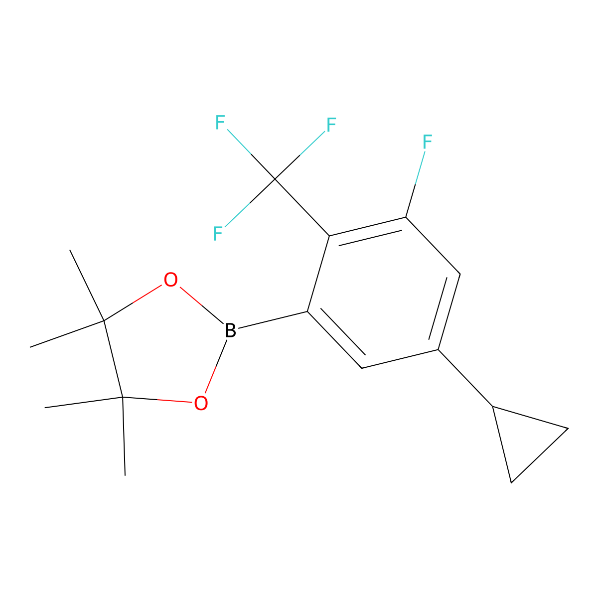 2-(5-Cyclopropyl-3-fluoro-2-(trifluoromethyl)phenyl)-4,4,5,5-tetramethyl-1,3,2-dioxaborolane molecular structure, CAS 2819708-46-6