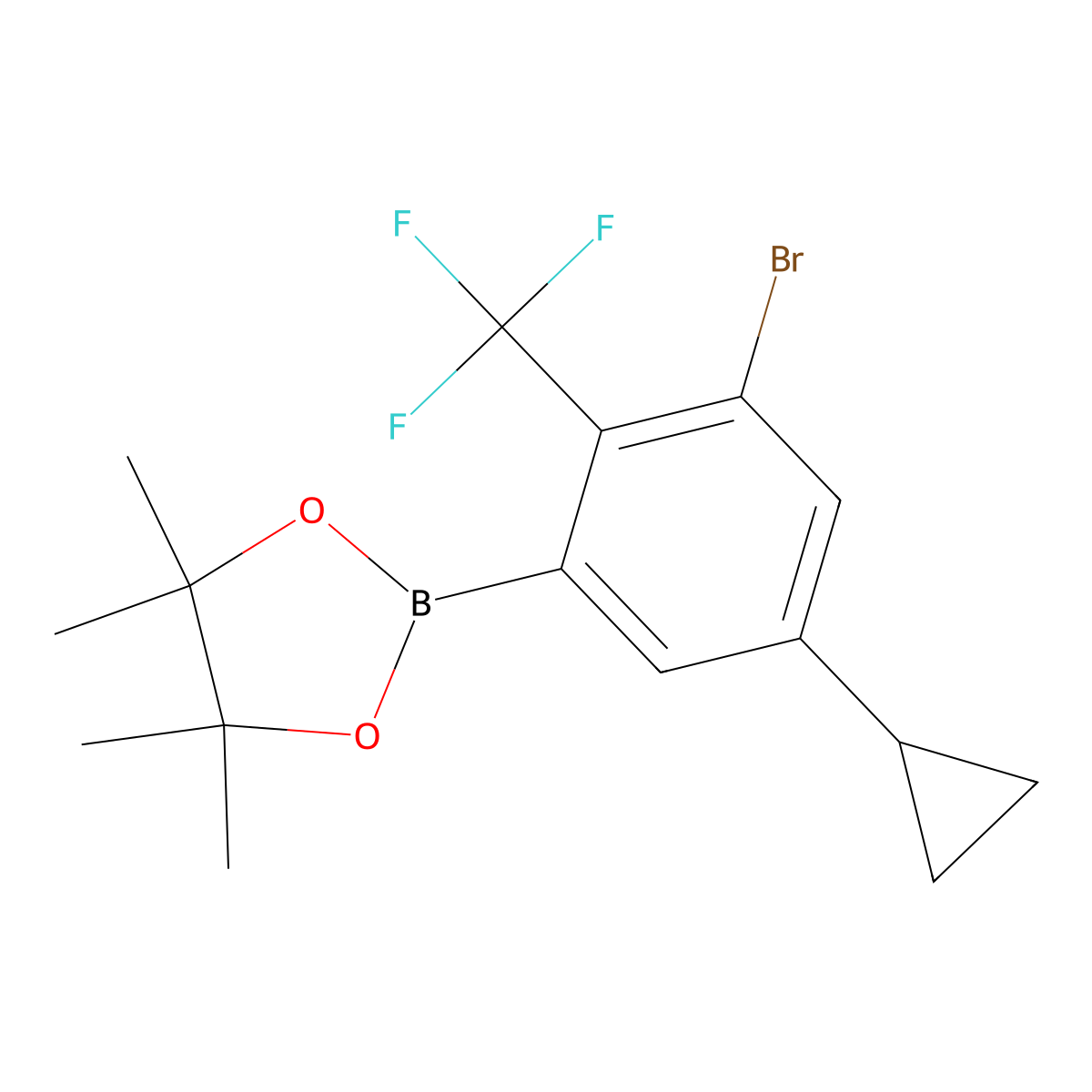 2-(3-Bromo-5-cyclopropyl-2-(trifluoromethyl)phenyl)-4,4,5,5-tetramethyl-1,3,2-dioxaborolane molecular structure, CAS 2819708-48-8
