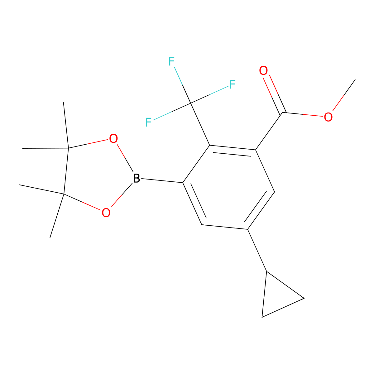 Methyl 5-cyclopropyl-3-(4,4,5,5-tetramethyl-1,3,2-dioxaborolan-2-yl)-2-(trifluoromethyl)benzoate molecular structure, CAS 2819708-50-2