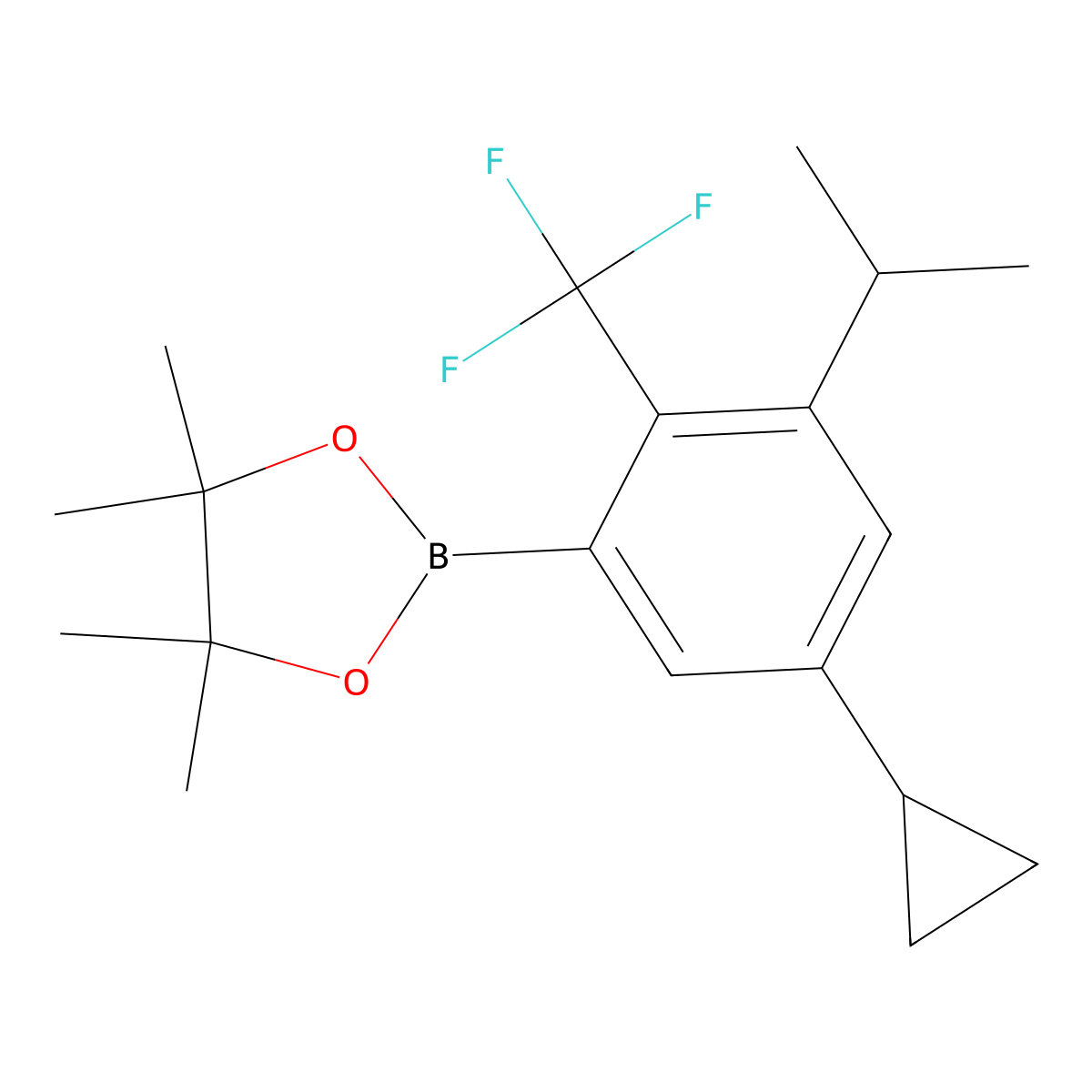 2-(5-Cyclopropyl-3-isopropyl-2-(trifluoromethyl)phenyl)-4,4,5,5-tetramethyl-1,3,2-dioxaborolane molecular structure, CAS 2819708-51-3