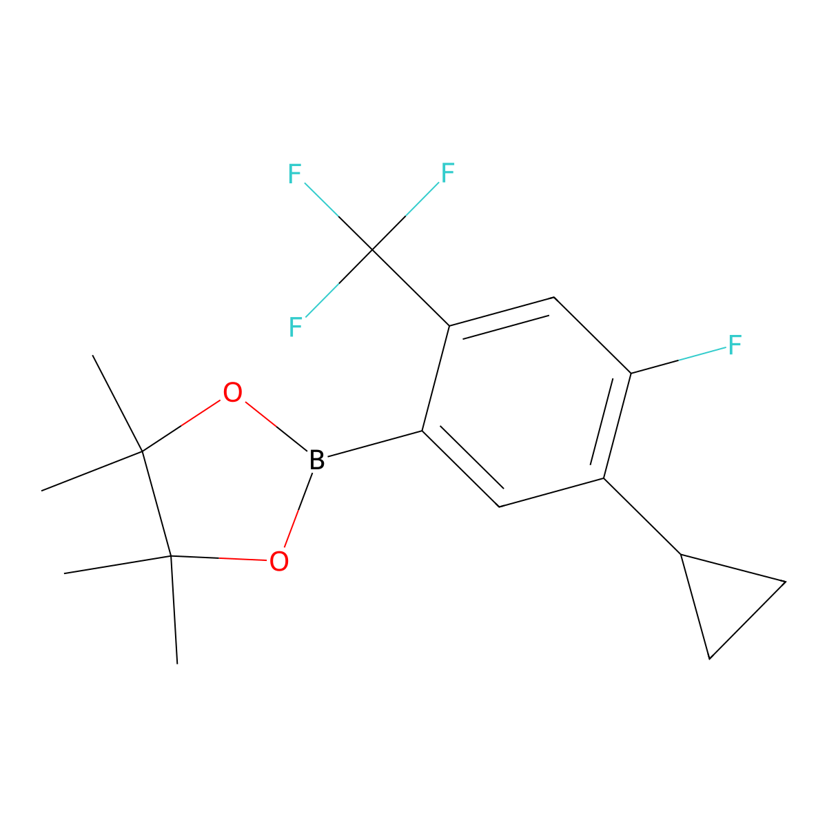 2-(5-Cyclopropyl-4-fluoro-2-(trifluoromethyl)phenyl)-4,4,5,5-tetramethyl-1,3,2-dioxaborolane molecular structure, CAS 2819708-53-5