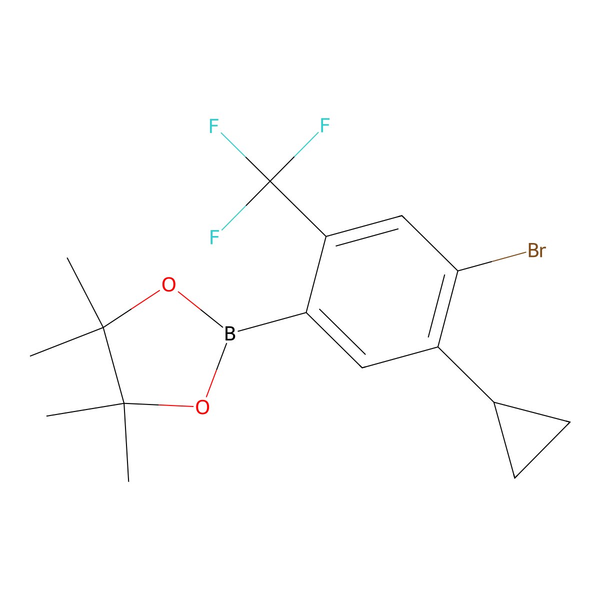 2-(4-Bromo-5-cyclopropyl-2-(trifluoromethyl)phenyl)-4,4,5,5-tetramethyl-1,3,2-dioxaborolane molecular structure, CAS 2819708-55-7