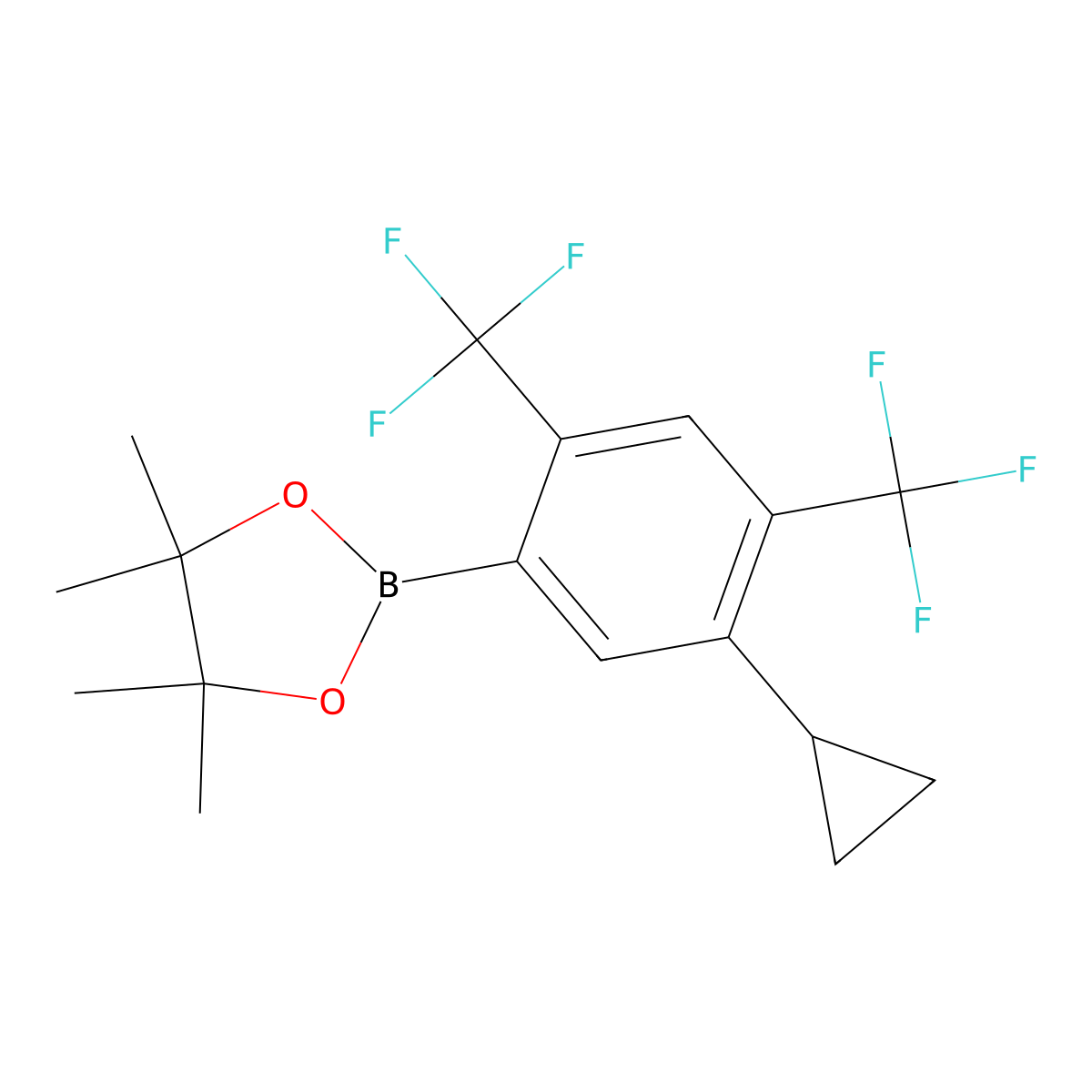 2-(5-Cyclopropyl-2,4-bis(trifluoromethyl)phenyl)-4,4,5,5-tetramethyl-1,3,2-dioxaborolane molecular structure, CAS 2819708-56-8