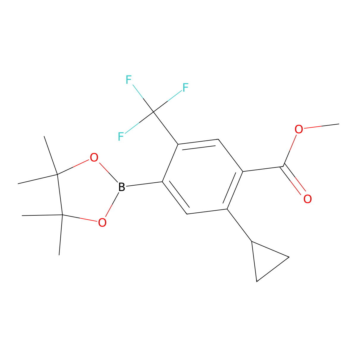 Methyl 2-cyclopropyl-4-(4,4,5,5-tetramethyl-1,3,2-dioxaborolan-2-yl)-5-(trifluoromethyl)benzoate molecular structure, CAS 2819708-57-9