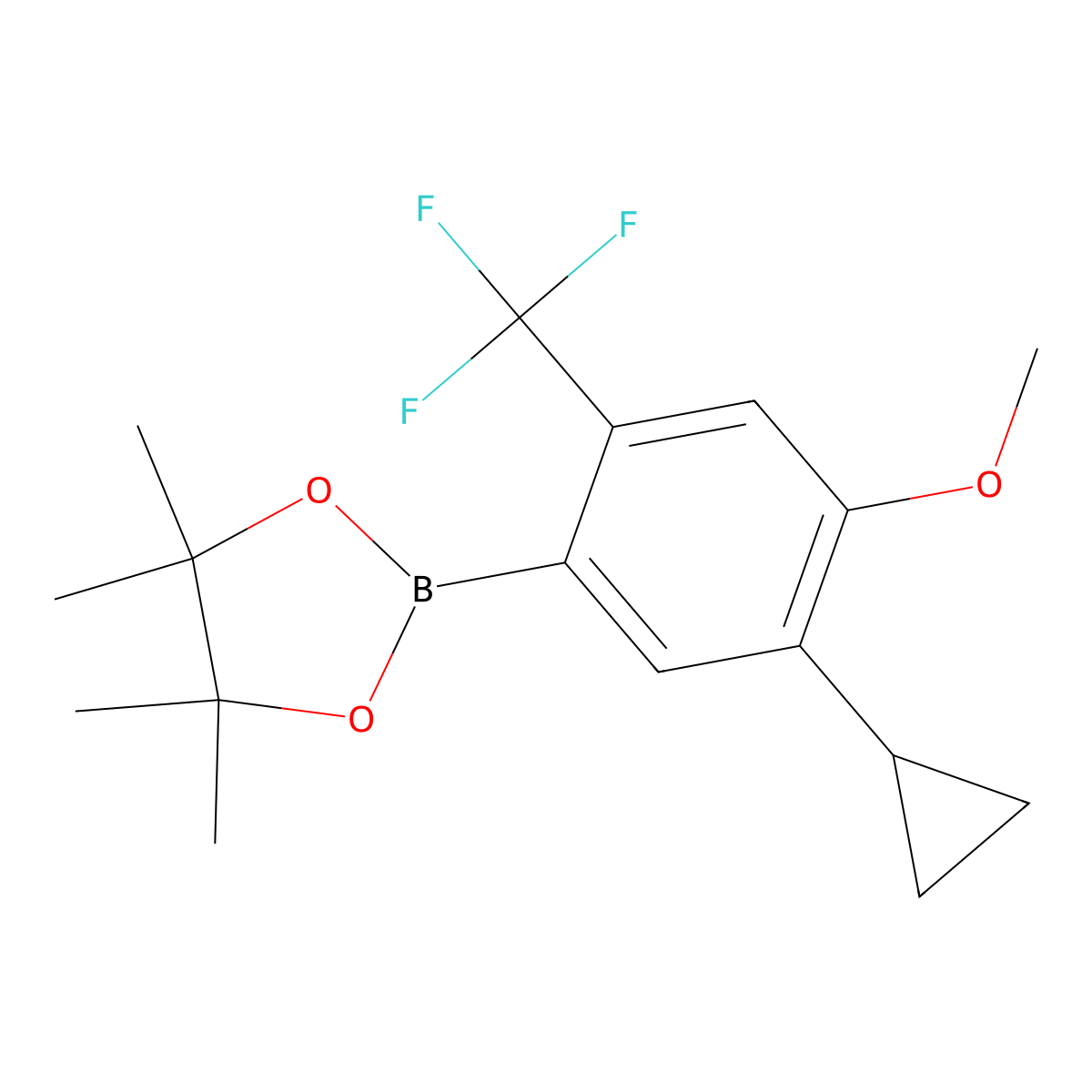 2-(5-Cyclopropyl-4-methoxy-2-(trifluoromethyl)phenyl)-4,4,5,5-tetramethyl-1,3,2-dioxaborolane molecular structure, CAS 2819708-58-0