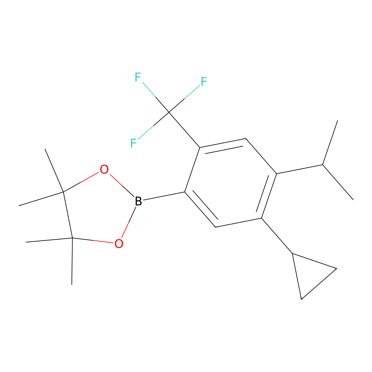 2-(5-Cyclopropyl-4-isopropyl-2-(trifluoromethyl)phenyl)-4,4,5,5-tetramethyl-1,3,2-dioxaborolane molecular structure, CAS 2819708-59-1