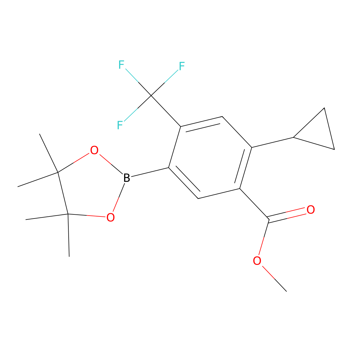 Methyl 2-cyclopropyl-5-(4,4,5,5-tetramethyl-1,3,2-dioxaborolan-2-yl)-4-(trifluoromethyl)benzoate molecular structure, CAS 2819708-63-7