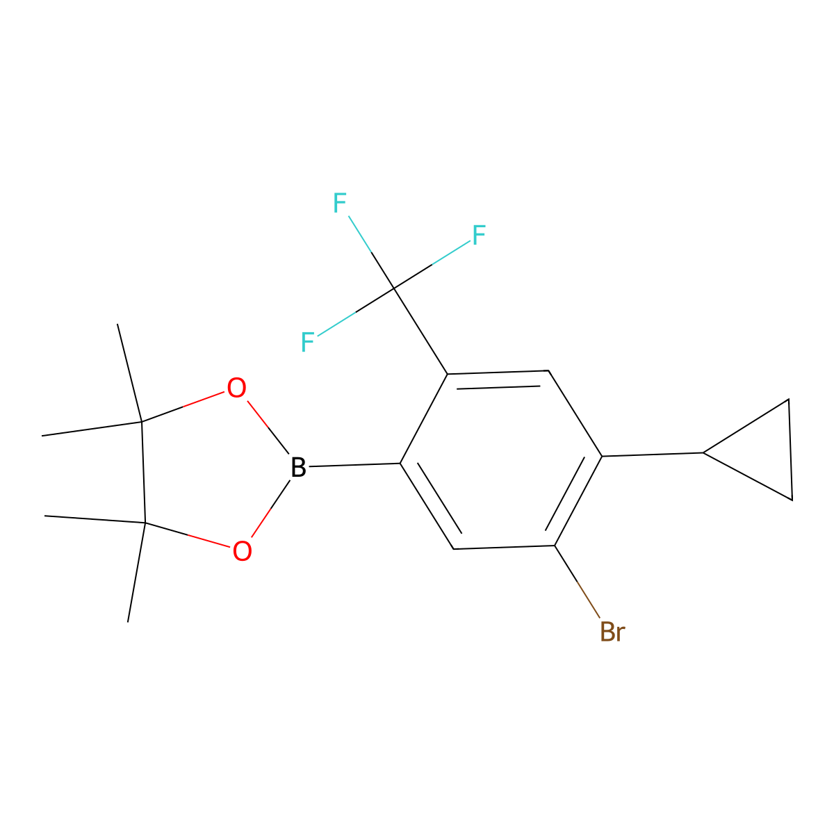 2-(5-Bromo-4-cyclopropyl-2-(trifluoromethyl)phenyl)-4,4,5,5-tetramethyl-1,3,2-dioxaborolane molecular structure, CAS 2819708-65-9