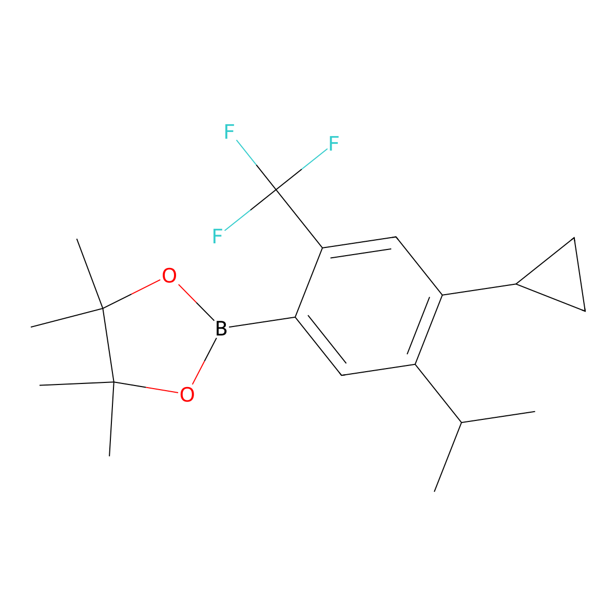 2-(4-Cyclopropyl-5-isopropyl-2-(trifluoromethyl)phenyl)-4,4,5,5-tetramethyl-1,3,2-dioxaborolane molecular structure, CAS 2819708-66-0