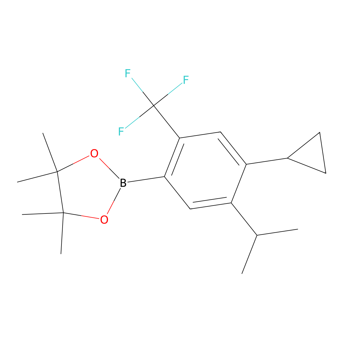 2-(4-Cyclopropyl-5-isopropyl-2-(trifluoromethyl)phenyl)-4,4,5,5-tetramethyl-1,3,2-dioxaborolane molecular structure, CAS 2819708-66-0