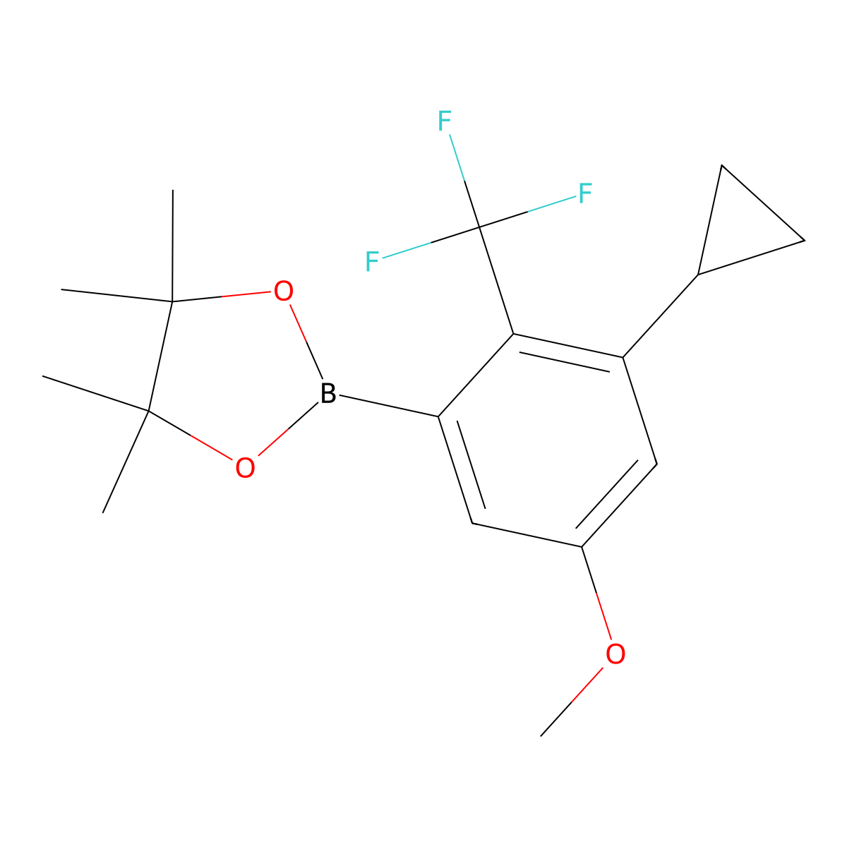 2-(3-Cyclopropyl-5-methoxy-2-(trifluoromethyl)phenyl)-4,4,5,5-tetramethyl-1,3,2-dioxaborolane molecular structure, CAS 2819708-68-2