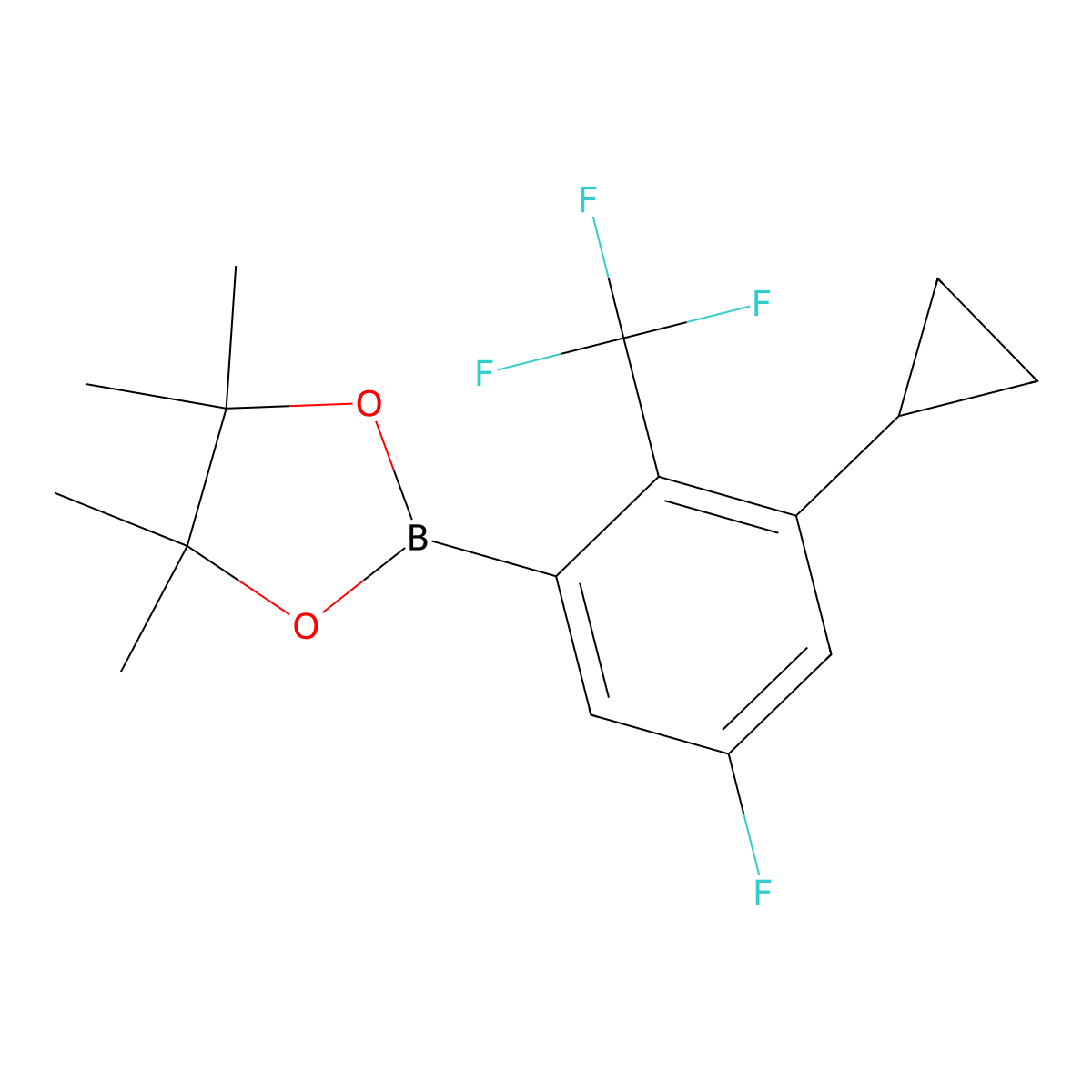2-(3-Cyclopropyl-5-fluoro-2-(trifluoromethyl)phenyl)-4,4,5,5-tetramethyl-1,3,2-dioxaborolane molecular structure, CAS 2819708-69-3