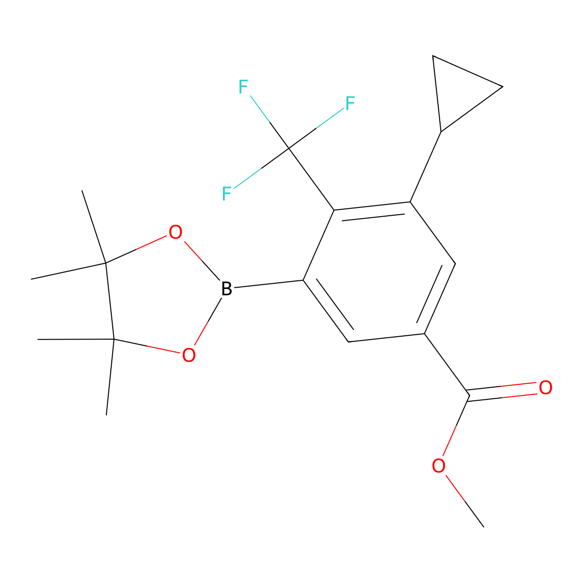 Methyl 3-cyclopropyl-5-(4,4,5,5-tetramethyl-1,3,2-dioxaborolan-2-yl)-4-(trifluoromethyl)benzoate molecular structure, CAS 2819708-70-6