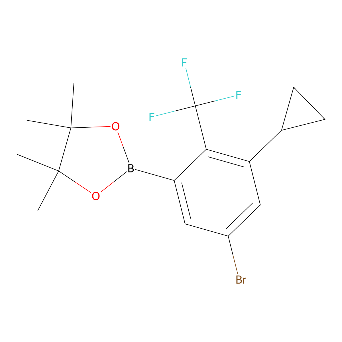 2-(5-Bromo-3-cyclopropyl-2-(trifluoromethyl)phenyl)-4,4,5,5-tetramethyl-1,3,2-dioxaborolane molecular structure, CAS 2819708-72-8