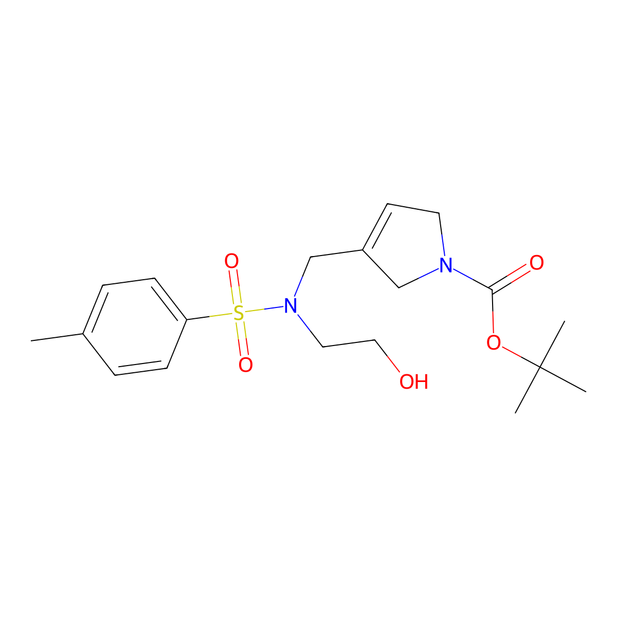 tert-butyl 3-(((N-(2-hydroxyethyl)-4-methylphenyl)sulfonamido)methyl)-2,5-dihydro-1H-pyrrole-1-carboxylate molecular structure, CAS 2819733-29-2