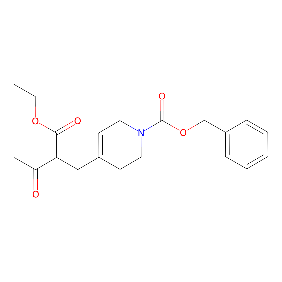 benzyl 4-(2-(ethoxycarbonyl)-3-oxobutyl)-3,6-dihydropyridine-1(2H)-carboxylate molecular structure, CAS 2819733-38-3