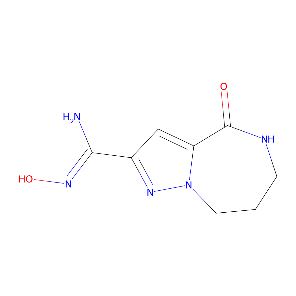 N'-hydroxy-4-oxo-5,6,7,8-tetrahydro-4H-pyrazolo[1,5-a][1,4]diazepine-2-carboximidamide molecular structure, CAS 2820009-15-0