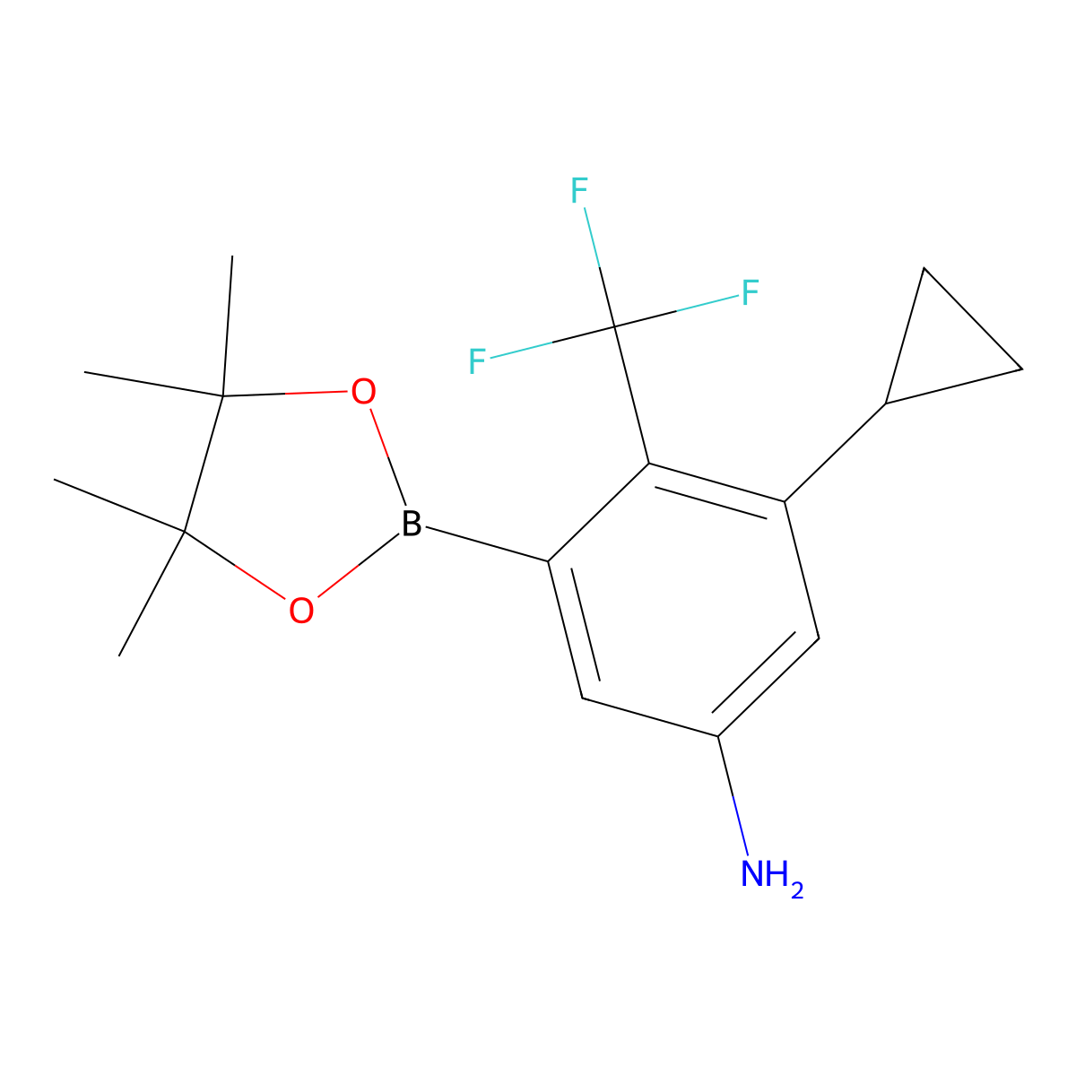 3-Cyclopropyl-5-(4,4,5,5-tetramethyl-1,3,2-dioxaborolan-2-YL)-4-(trifluoromethyl)aniline molecular structure, CAS 2820116-37-6