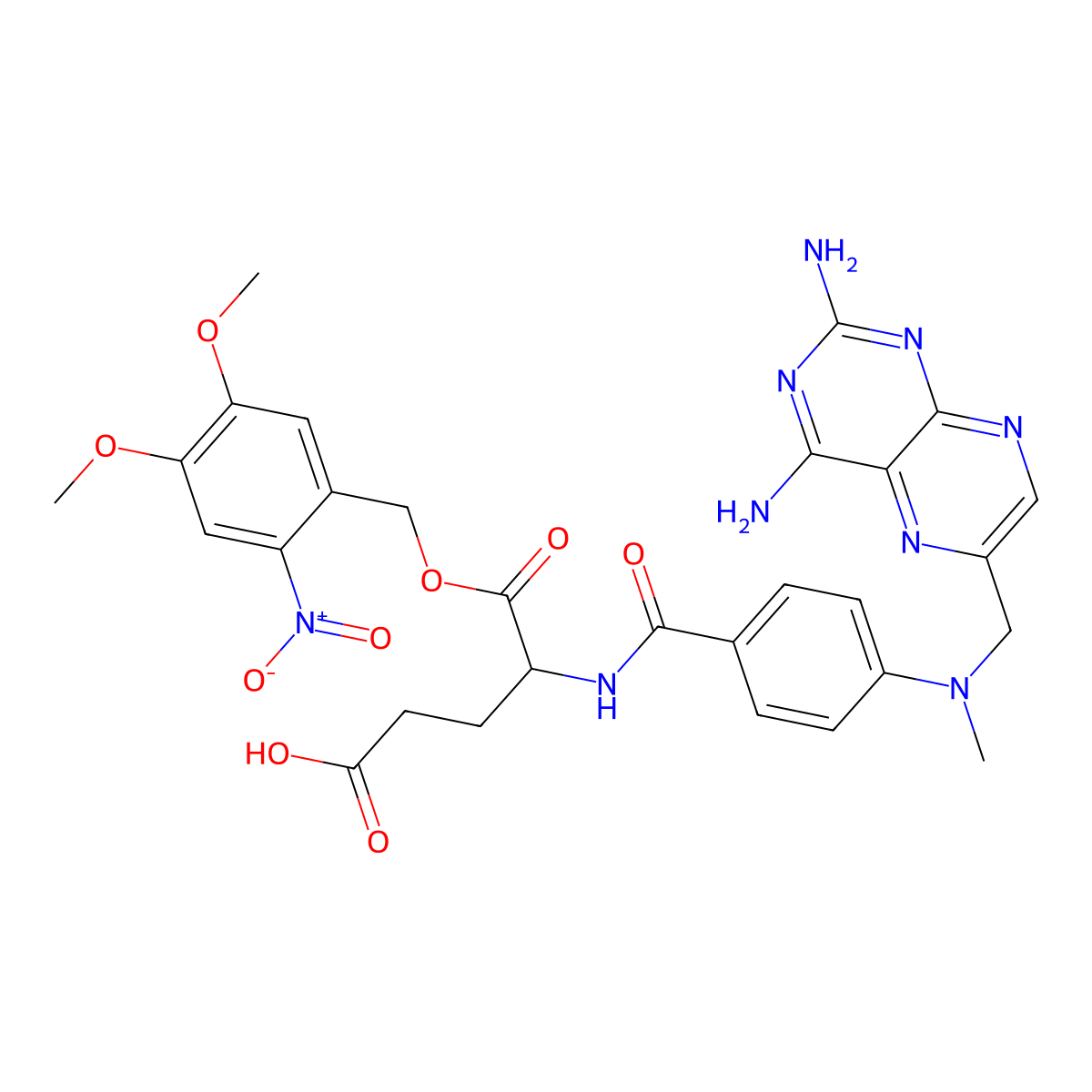 (S)-4-(4-(((2,4-diaminopteridin-6-yl)methyl)(methyl)amino)benzamido)-5-((4,5-dimethoxy-2-nitrobenzyl)oxy)-5-oxopentanoic acid molecular structure, CAS 2820151-03-7