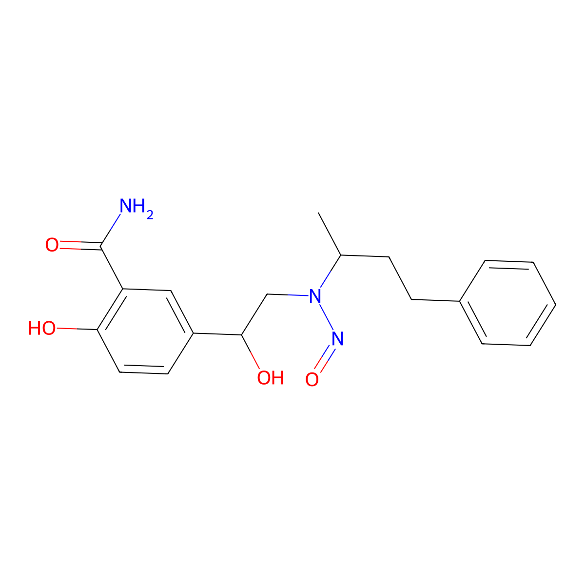 2-Hydroxy-5-(1-hydroxy-2-(nitroso(4-phenylbutan-2-yl)amino)ethyl)benzamide molecular structure, CAS 2820170-74-7
