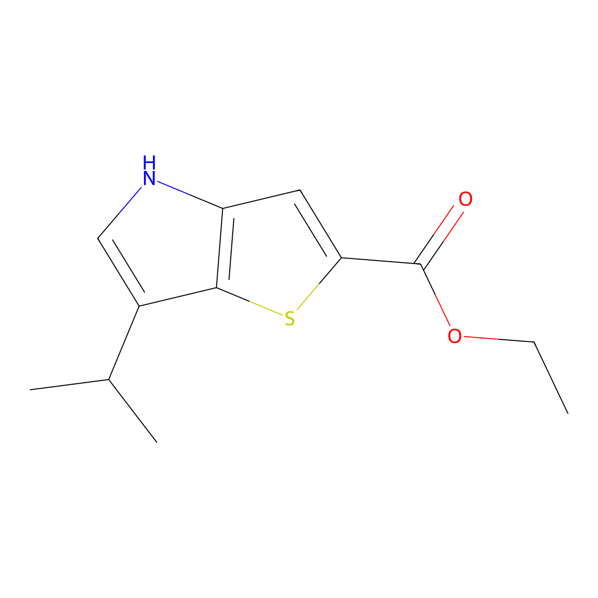 Ethyl 6-isopropyl-4H-thieno[3,2-b]pyrrole-2-carboxylate molecular structure, CAS 2820190-50-7