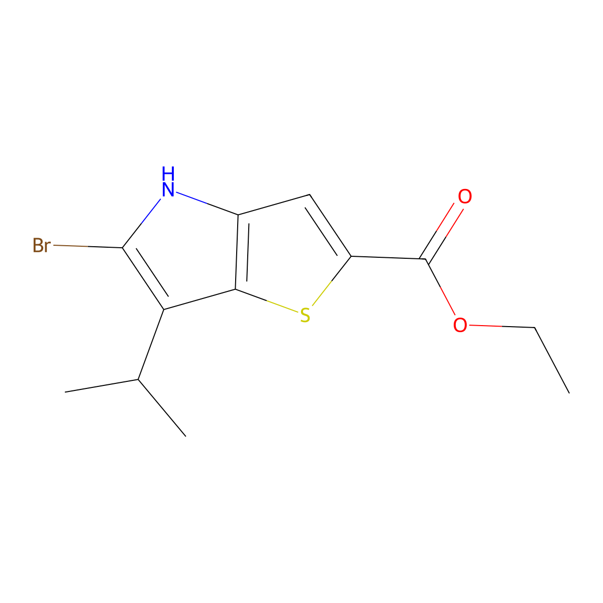 ethyl 5-bromo-6-isopropyl-4H-thieno[3,2-b]pyrrole-2-carboxylate molecular structure, CAS 2820190-51-8