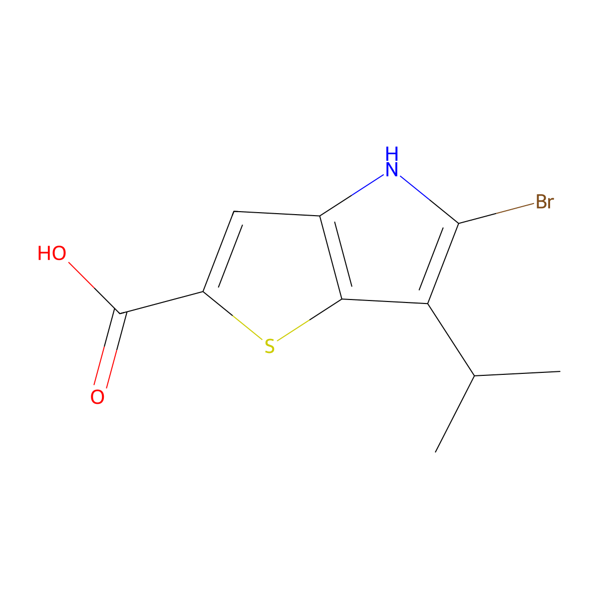 5-bromo-6-isopropyl-4H-thieno[3,2-b]pyrrole-2-carboxylic acid molecular structure, CAS 2820190-56-3