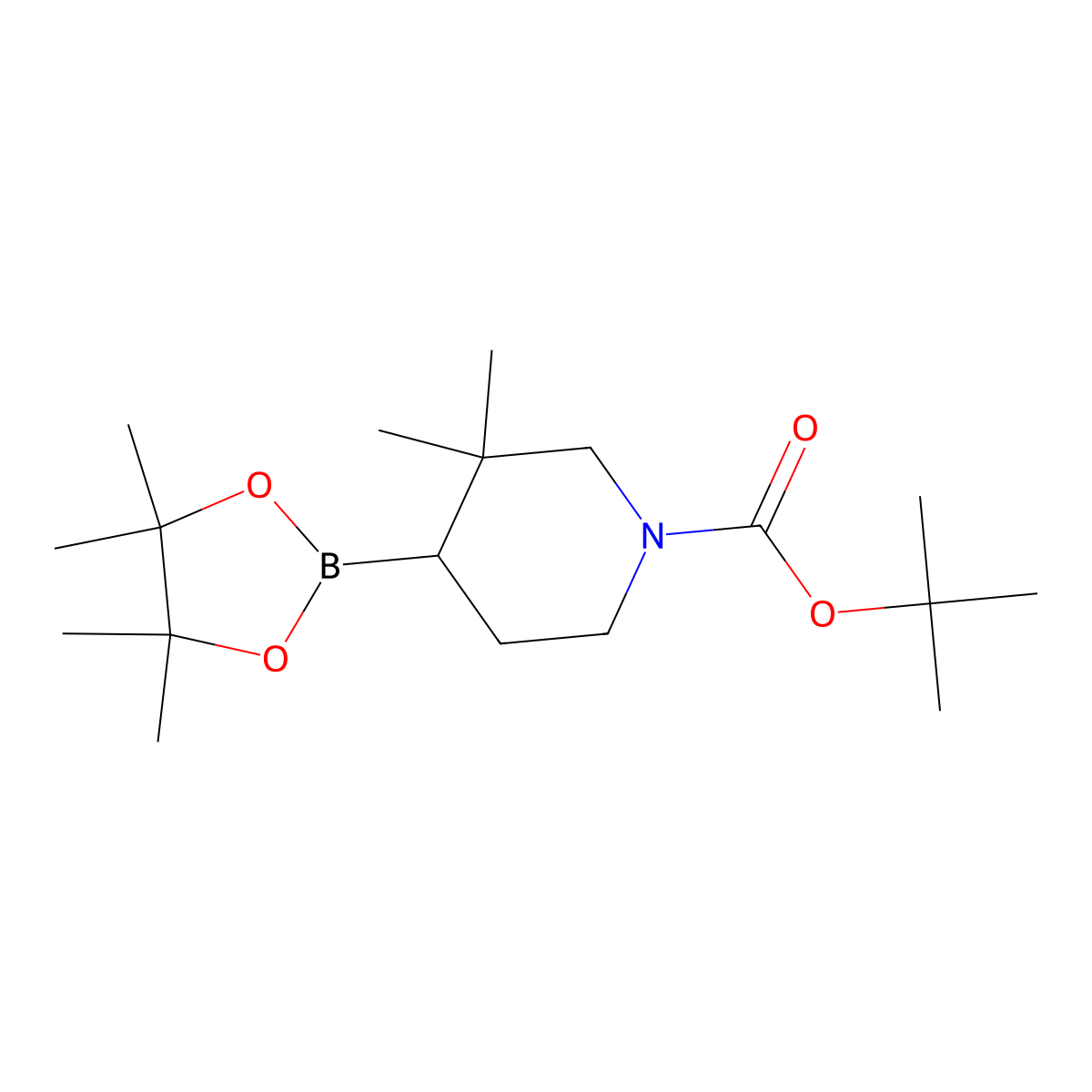 tert-Butyl 3,3-dimethyl-4-(4,4,5,5-tetramethyl-1,3,2-dioxaborolan-2-yl)piperidine-1-carboxylate molecular structure, CAS 2820191-55-5