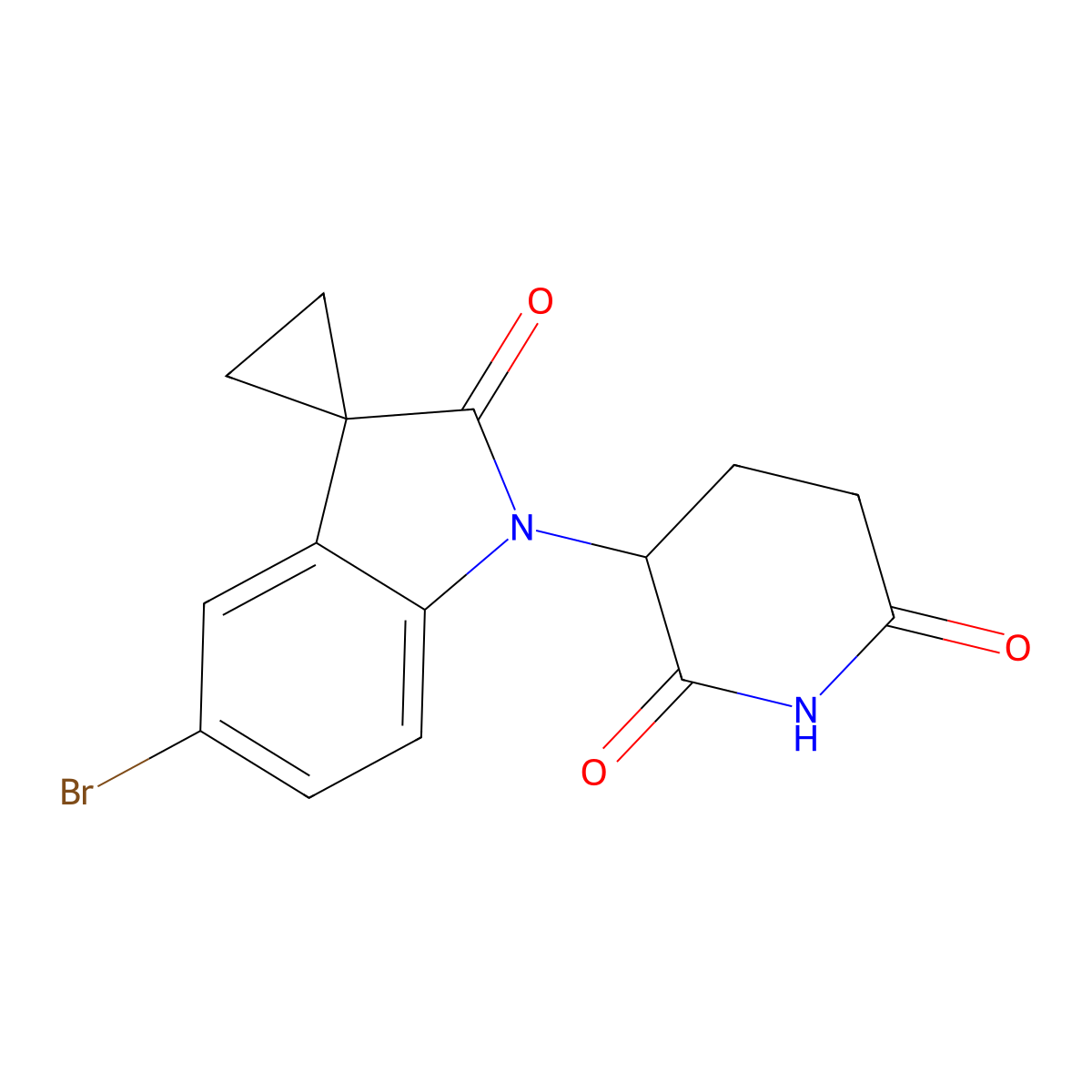 3-(5'-Bromo-2'-oxo-spiro[cyclopropane-1,3'-indoline]-1'-YL)piperidine-2,6-dione molecular structure, CAS 2820501-54-8