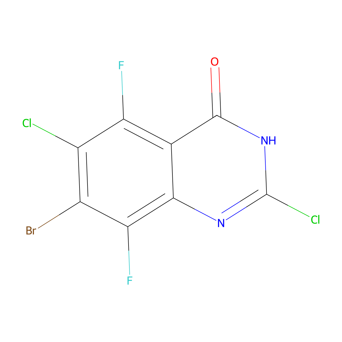 7-Bromo-2,6-dichloro-5,8-difluoro-1H-quinazolin-4-one molecular structure, CAS 2820536-73-8
