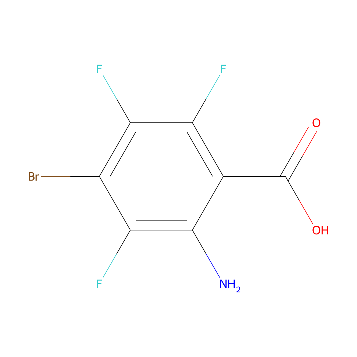 2-Amino-4-bromo-3,5,6-trifluoro-benzoic acid molecular structure, CAS 2820536-78-3